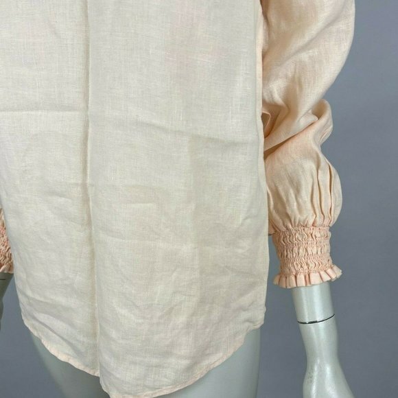 Anthropologie Cloth & Stone 100% Linen Blouse Top Tie Front Long Sleeve Women XS - Picture 6 of 11